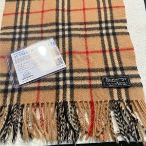 Burberry Traditional Tan Plaid Wool Scarf